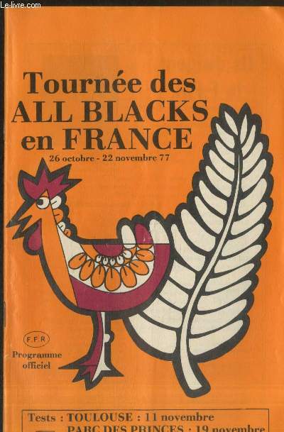 Tourne des All Blacks en France 26 octobre-22 novembre 77 - Programme officiel