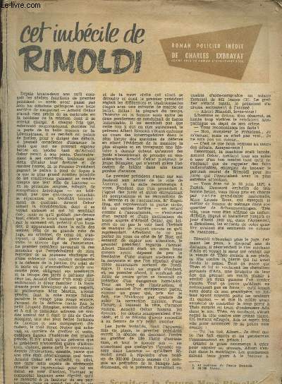 Cet imbcile de Rimoldi - Tir  part de plusieurs numros d'un journal (titre non prcis)