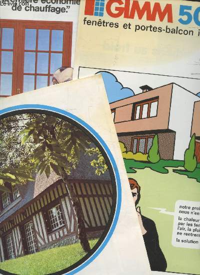 Lot de 4 plaquettes GIMM : Portes et fentres prtes--poser - Portes d'entes nouveauts 1976 - Fentres et protes-balcon isolantes - 