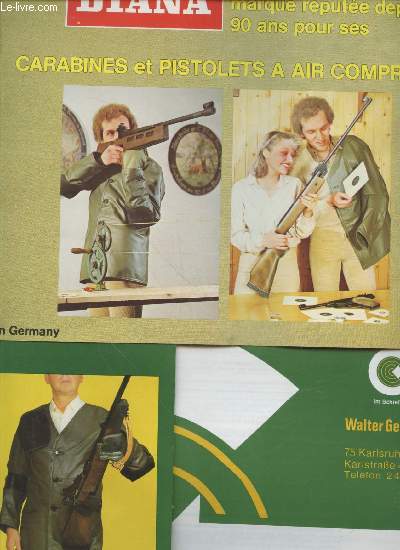 Lot de 3 brochures sur les armes : Walter Gehmann - Diana : Carabines et pistolets  air comprim