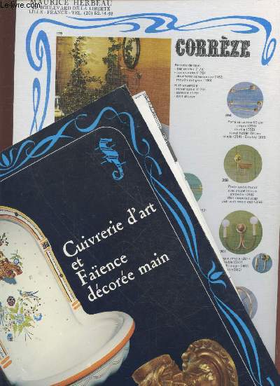 Lot de 2 catalogues et 7 brochures Maurice Herbeau : Cuivrerie d'art et faence dcore main
