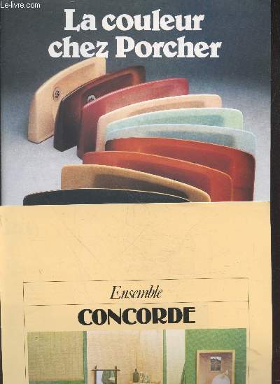 Lot de 8 plaquettes Sanitaire de Prestige Porcher : La couleur chez Porcher (avec 6 chantillons de teinte) - Ensemble Concorde - Ensemble Fmina - 3 plaquettes de cabines de douche - 2 plaquettes de Lavabo