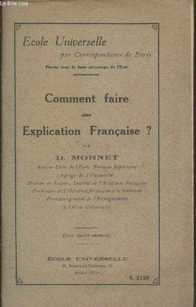 Comment faire une explication franaise ?