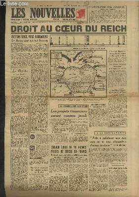 Les Nouvelles du Matin n48 Mercredi 28 mars 1945. Droit au coeur du Reich : Patton fonce vers Nuremberg, les Russes sont entrs  Danzig - Les projets financiers seront connus jeudi - 300 000 Louis de 20 francs passs de Suisse en France - etc.