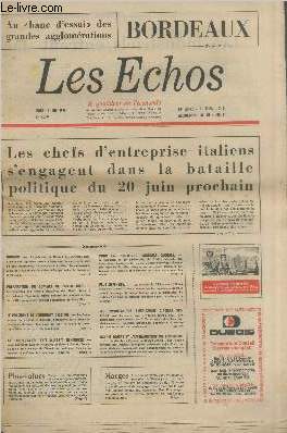 Les Echos 68e anne n12156 Lundi 14 juin 1976. Sommaire : Hongrie - Prparation du sommet de Porto rico - Le Prsident de l'Uruguay destitue - La coopration est-ouest renforce - Pour une politique familale globale - Plus offensifs - etc.