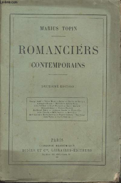 Romanciers contemporains (Deuxime dition)