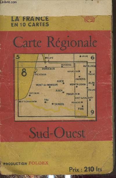Carte Rgionale n8 : Sud-Ouest 1 carte dpliante en couleurs