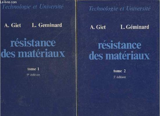 Rsistance des matriaux Tomes 1 et 2 (en deux volumes)