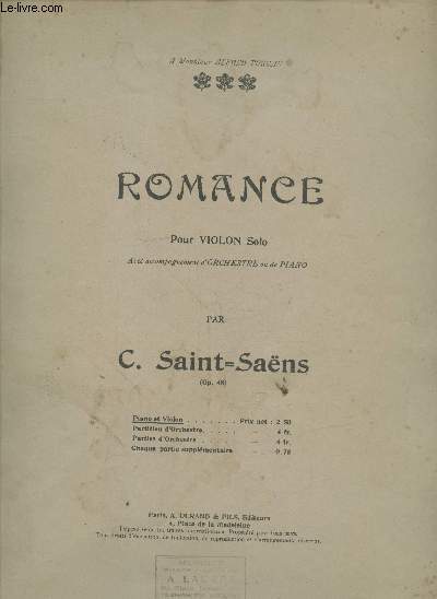 Romance pour Violon Solo avec accompagnement d'orchestre ou de piano (Op 48)