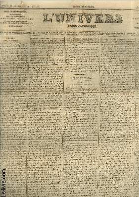 L'Univers - Union catholique 24e Anne n312 Vendredi 14 Novembre 1856. Sommaire : L'Eglise au Mexique - Nouvelles de l'tranger - etc.