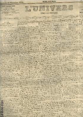 L'Univers - Union catholique 24e Anne n321 Dimanche 25 Novembre 1856. Sommaire : Les Rformes en Turquie et la question d'Orient - Tlgraphie prive - Tribunal de police correctionnelle de Lyon - Procdure de l'Inquisition espagnole (1) - etc.