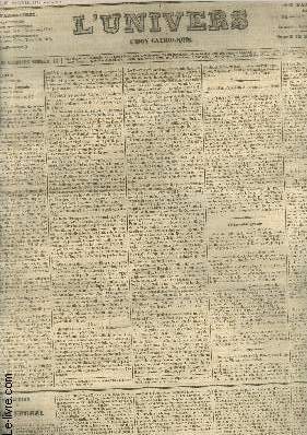 L'Univers - Union catholique 24e Anne n327 Samedi 29 Novembre 1856. Sommaire : Les Rformes en Turquie et la question d'Orient 3e article - Tlgraphie prive - Causerie scientifique - Les coles catholiques en Egypte - Compagnie marbrire du Maine -etc