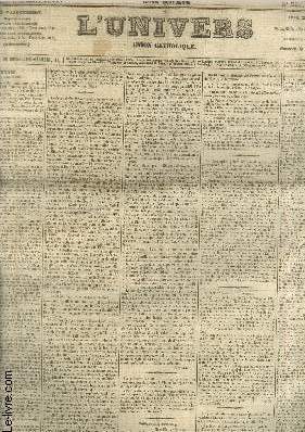 L'Univers - Union catholique 24e Anne n333 Samedi 6 Dcembre 1856. Sommaire : Tlgraphie prive - La Ligue et Henri IV par J. Michelet - etc.