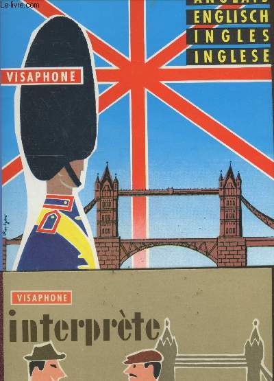 Coffret Visaphone : 12 Disques vinyles 45 Tours + 3 livres : Interprte - Anglais - Cours Anglais traduction