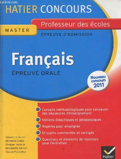 Franais preuve orale Master CRPE - preuve orale d'admission, expos et entretien - professeur des coles (Collection 
