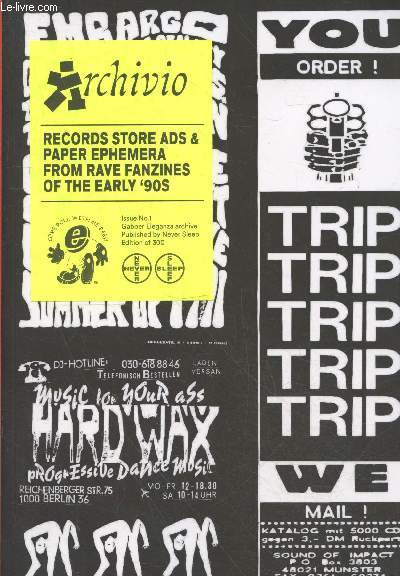 Records store ADS & paper ephemera from rave fanzines of the early '90s.