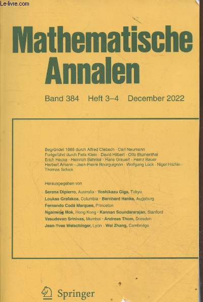 Mathematische Annalen Band 384 Heft 3-4 Decembre 2022