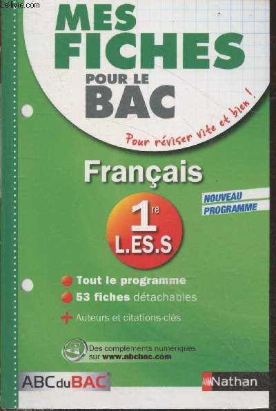 Mes fiches pour le BAC : 1re L.ES.S - Français (Collection 