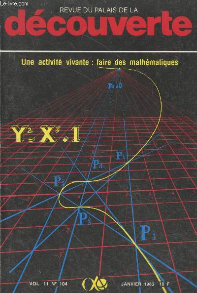 Revue du Palais de la Dcouverte Vol 11. n104 Janvier 1983. Sommaire : Une activit vivante : faire des mathmatiques - Sur le dualisme 