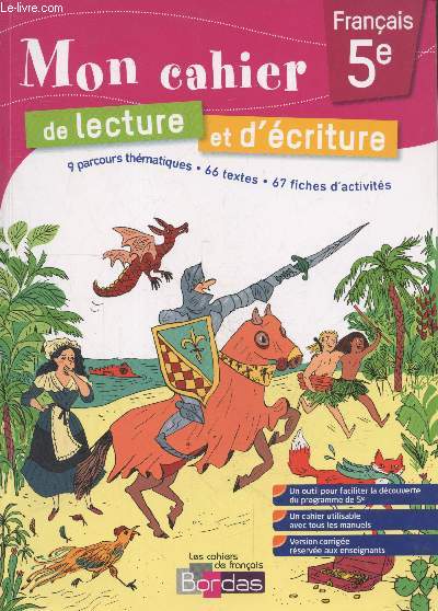 Mon cahier de lecture et d'criture Franais 5e