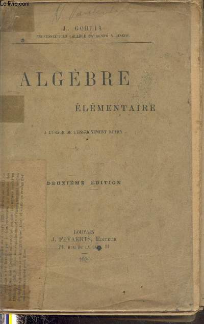 Algbre lmentaire  l'usage de l'enseignant moyen (2me dition)