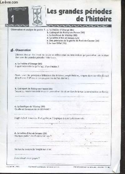 Cahier d'exercice premiers repres/construire l'histoire CM1.