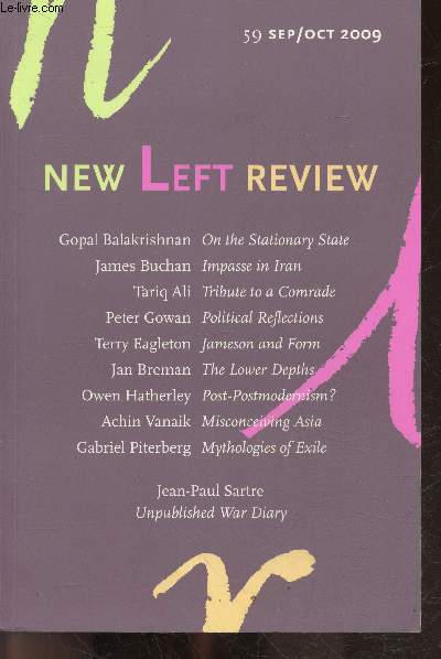 New Left Review N59 september october 2009- gopal balakrishnan on the stationary state, james buchan impasse in iran, tariq ali tribute to a comrade, peter gowan political reflections, terry eagleton jameson and form, jan breman the lower depths, owen...