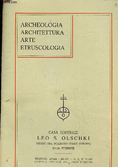 Archeologia architettura arte etruscologia - Catalogo semestrale n14 Giugno 1972.