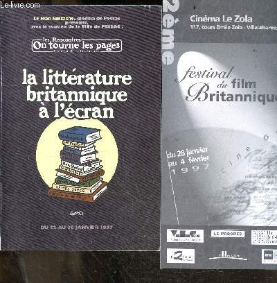 La litterature britannique a l'ecran - du 22 au 30 janvier 1997 + une brochure 
