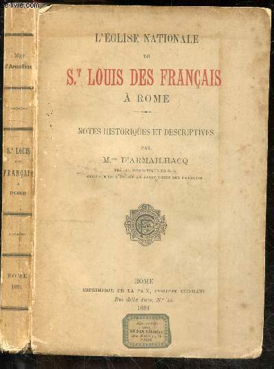 L'eglise nationale de Saint Louis des francais a rome - notes historiques et descriptives