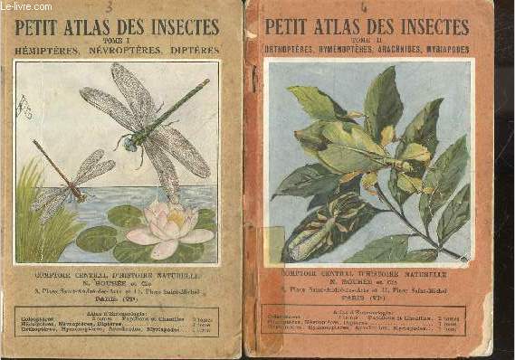 Petit atlas des insectes - Lot de 2 fascicules : tome I + tome II - hemipteres, nevropteres, dipteres + orthopteres - hymenopteres - arachnides - myriapodes