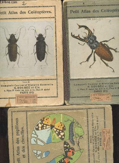 Lot de 3 fascicule : Petit atlas des coleopteres tome 1 + tome 2 + Petit atlas des papillons et des chenilles tome 2