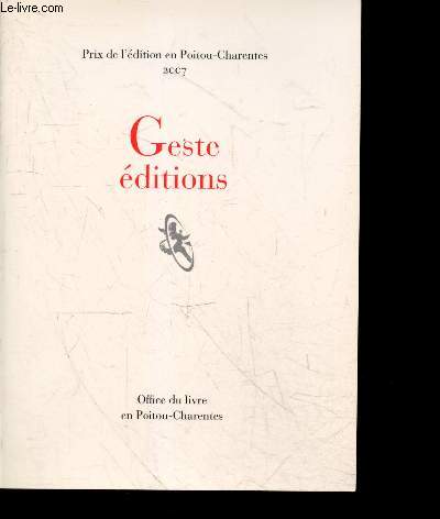 Geste editions - Prix de l'edition en Poitou charentes 2007