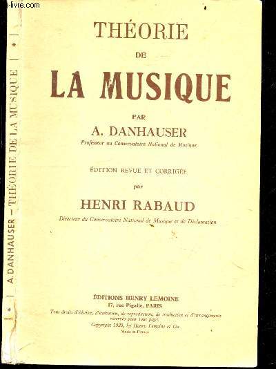 Theorie de la musique - edition revue et corrigee par Rabaud Henri
