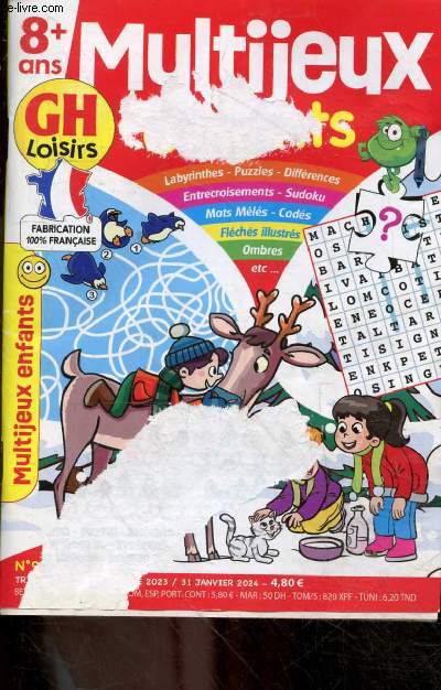 Multijeux enfants 8 ans + n91 - Labyrinthes, puzzles, diffrences, entrecroisements, sudoku, mots mls, cods, flchs illustrs, ombres etc.