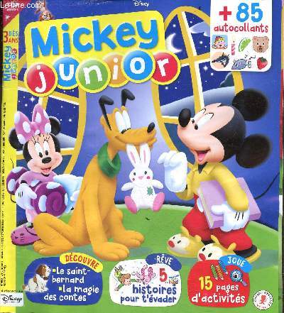 Mickey Junior n460 janvier 2024 - Une super soire pyjama - je suis le chien saint-bernard - bonne nuit - simon au pays des jouets - au pays des jouets abandonns - jeux - les rgles de marin - vive la neige - winnie et la rcolte d'hiver etc.