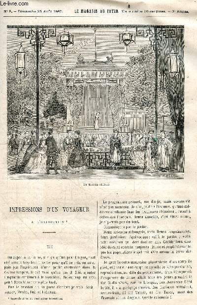 Le magasin du foyer, journal des bonnes lectures - 1867, 3e annee - N8, dimanche 25 aout 1867- impressions d'un voyageur a l'exposition, les zaporogues, les papillons, les deux amis