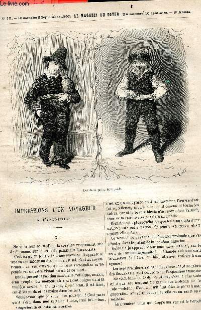 Le magasin du foyer, journal des bonnes lectures - 1867, 3e annee - N10, dimanche 8 septembre 1867- impressions d'un voyageur a l'exposition, causerie, les zaporogues, les papillons, les deux amis,