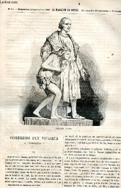 Le magasin du foyer, journal des bonnes lectures - 1867, 3e annee - N11, dimanche 15 septembre 1867- impressions d'un voyageur a l'exposition, les zaporogues, causerie, les deux amis