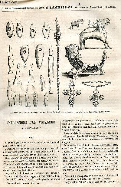 Le magasin du foyer, journal des bonnes lectures - 1867, 3e annee - N13,dimanche 29 septembre 1867- impressions d'un voyageur a l'exposition, les zaporogues, les papillons, une race maudite