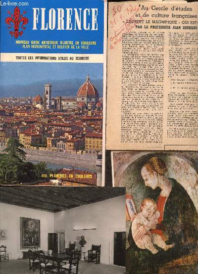 Nouveau guide artistique illustre en couleurs de florence et ses environs - toutes les informations utiles au touriste - plan monumental et routier de la ville - 100 planches en couleur + 1 coupure de presse + 12 cartes postales vierges