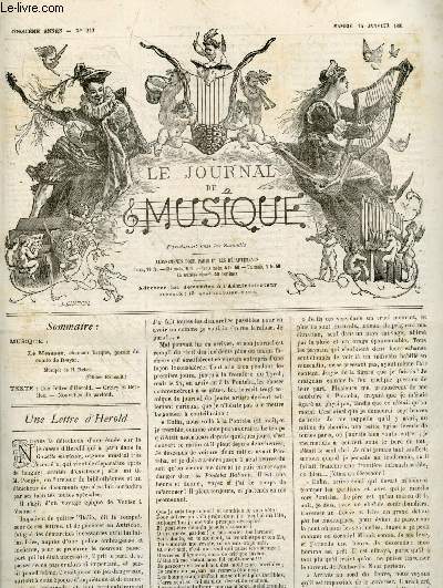 Le journal de Musique N242, samedi 15 janvier 1881- Le message, chanson basque, poesie du comte de Brayer, musique de H. Reber- une lettre d'Herold- Gretry et Berlioz- Nouvelles de partout