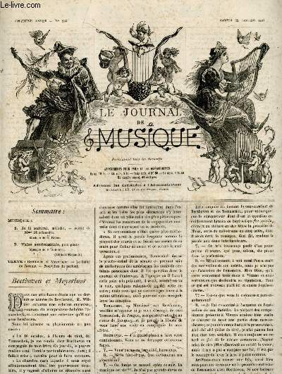 Le journal de Musique N243, samedi 22 janvier 1881- Je te suivrai, melodie, poesie de Mme Blanchecotte, musique de H. Reber- Valse sentimentale, pour pia,o, musique de F. Schubert- Beethoven et Meyerbeer- le ballet de l'avenir - nouvelles de partout