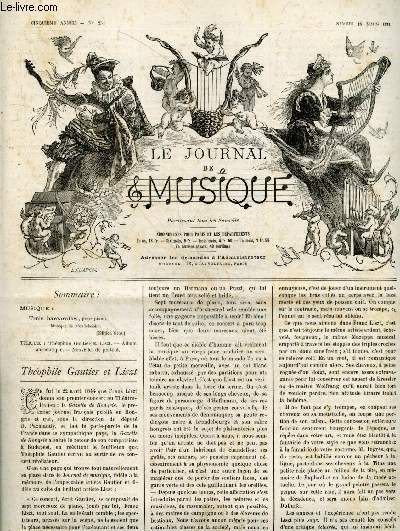 Le journal de Musique N251, samedi 19 mars 1881- Trois barcarolles, pour piano, musique de Mendelssohn- Theophile Gautier et Liszt- album anecdotique - nouvelles de partout