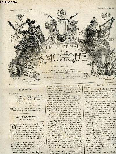 Le journal de Musique N256, samedi 23 avril 1881- Chanson bresilienne, extraite des poupees de l'infante, opera comique en trois actes, de MM H Bocage et A Liorat, musique de Ch Grisart- les compositeurs de chefs d'orchestre- album anecdotique- nouvelles