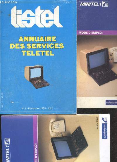 Listel - Annuaire des services Teletel - N1 decembre 1985 + 2 exemplaires d'un dpliant 