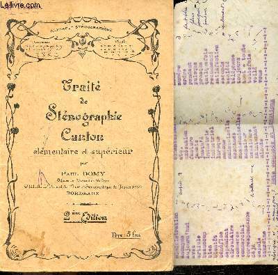 Trait de Stnographie Canton elementaire et superieur - 2e edition - Alphabet stenographique