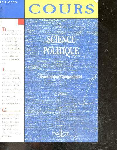 Science politique - Elments de sociologie politique - Cours Dalloz, serie droit public - 6e edition