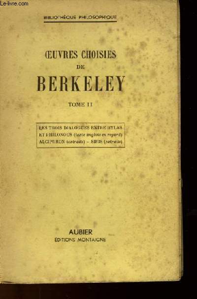 OEUVRES CHOISIES DE BERKELEY - TOME 2