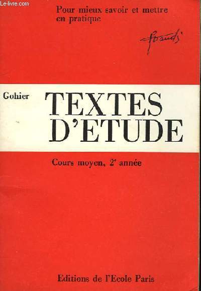 TEXTES D'ETUDE - COURS MOYEN (2me anne)